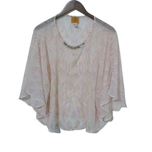 Ruby Rd. XLP Pink Creme Sheer Batwing Top Petite